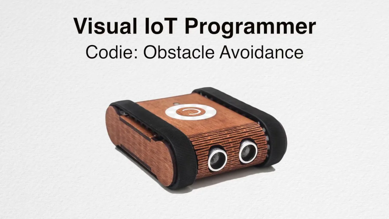 Visual IoT Programmer running an obstacle-avoidance program on the Codie robot