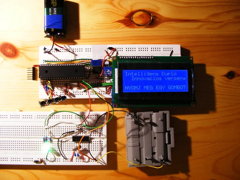 Experimental setup with breadboards