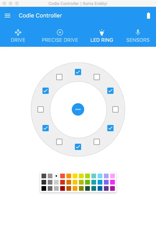 Configuring the colors of the LED circle on the top of the robot