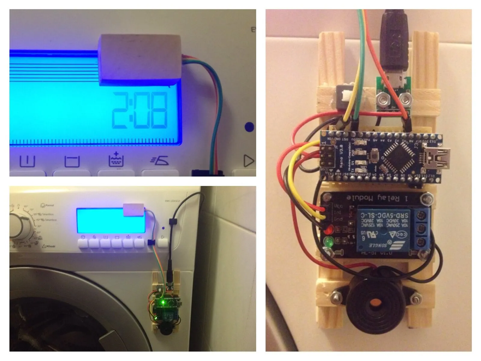 Close-ups of the sensor sitting over the screen and the control unit at work