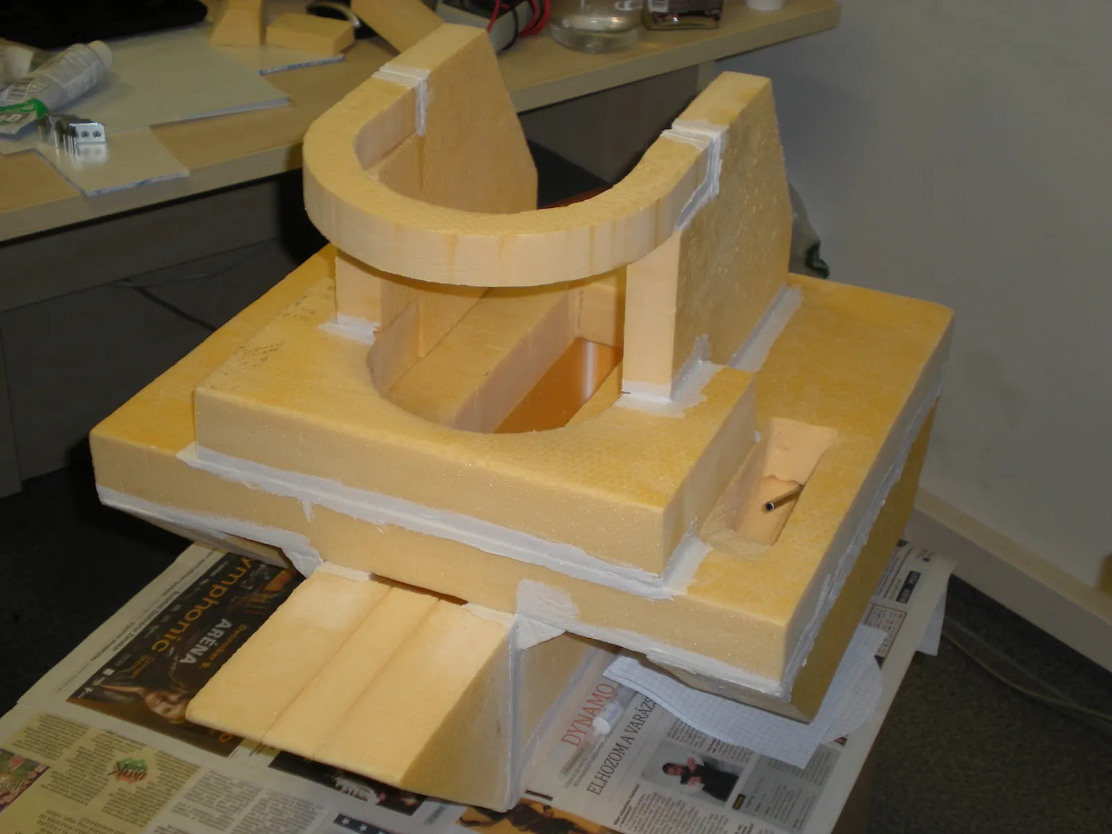 After the last styrofoam piece was added
