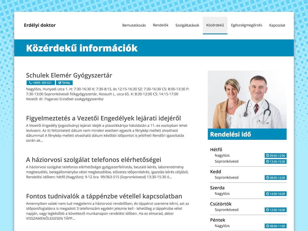 Information of general interest page