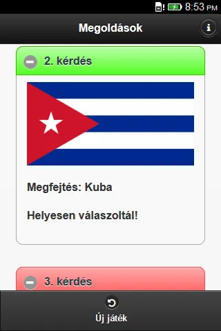 Results screen of the flag quiz