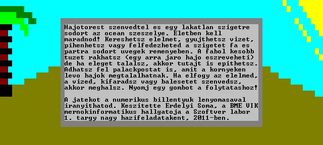 The rules of the game explained on a text screen