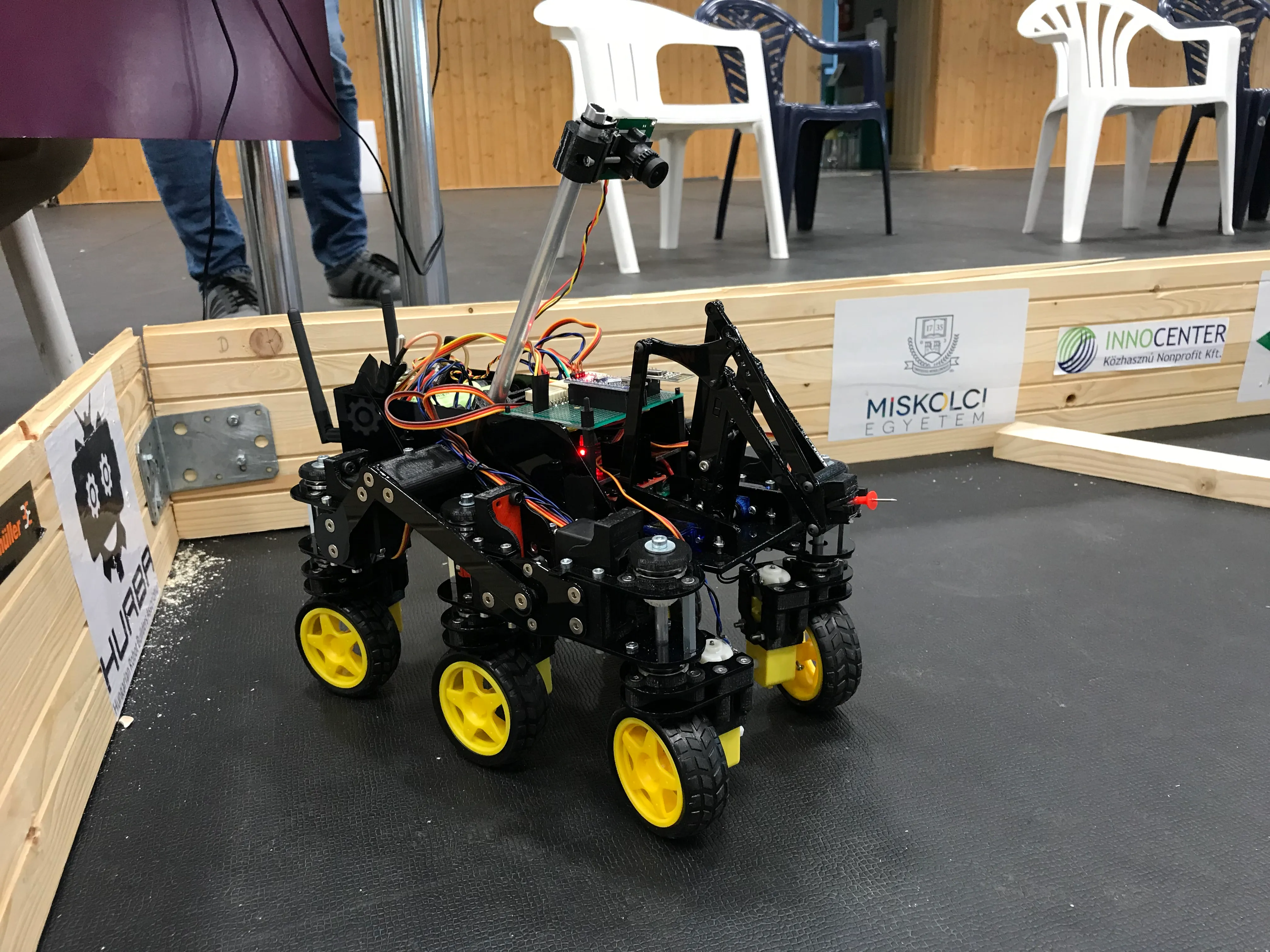 The rover waiting in a corner of the course