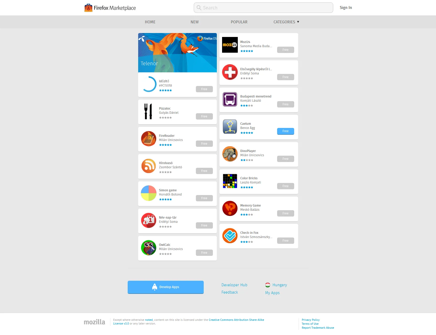 Telenor's featured selection on the Firefox Marketplace