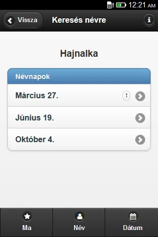 Looking up name days by name