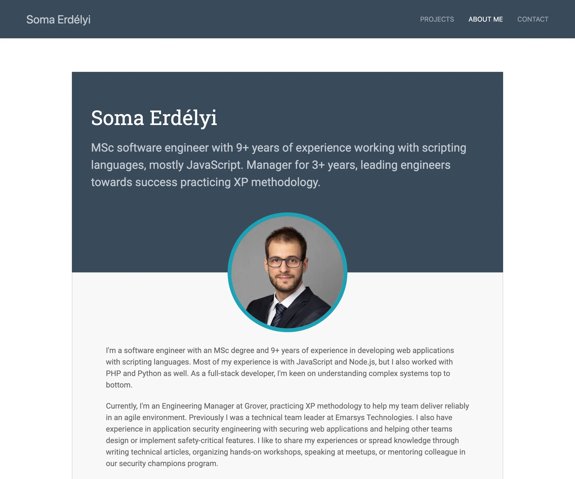 About me page