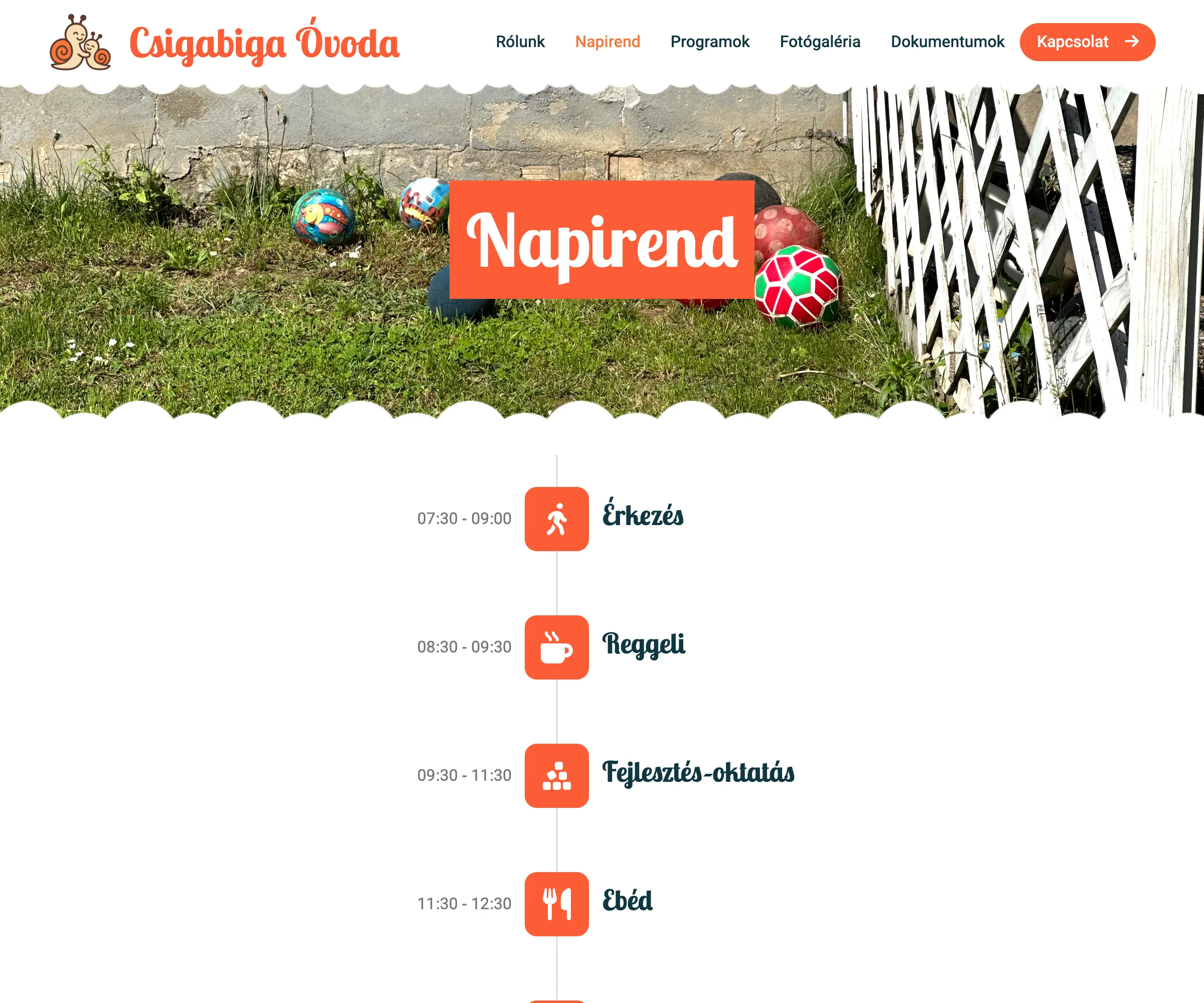 Daily schedule page