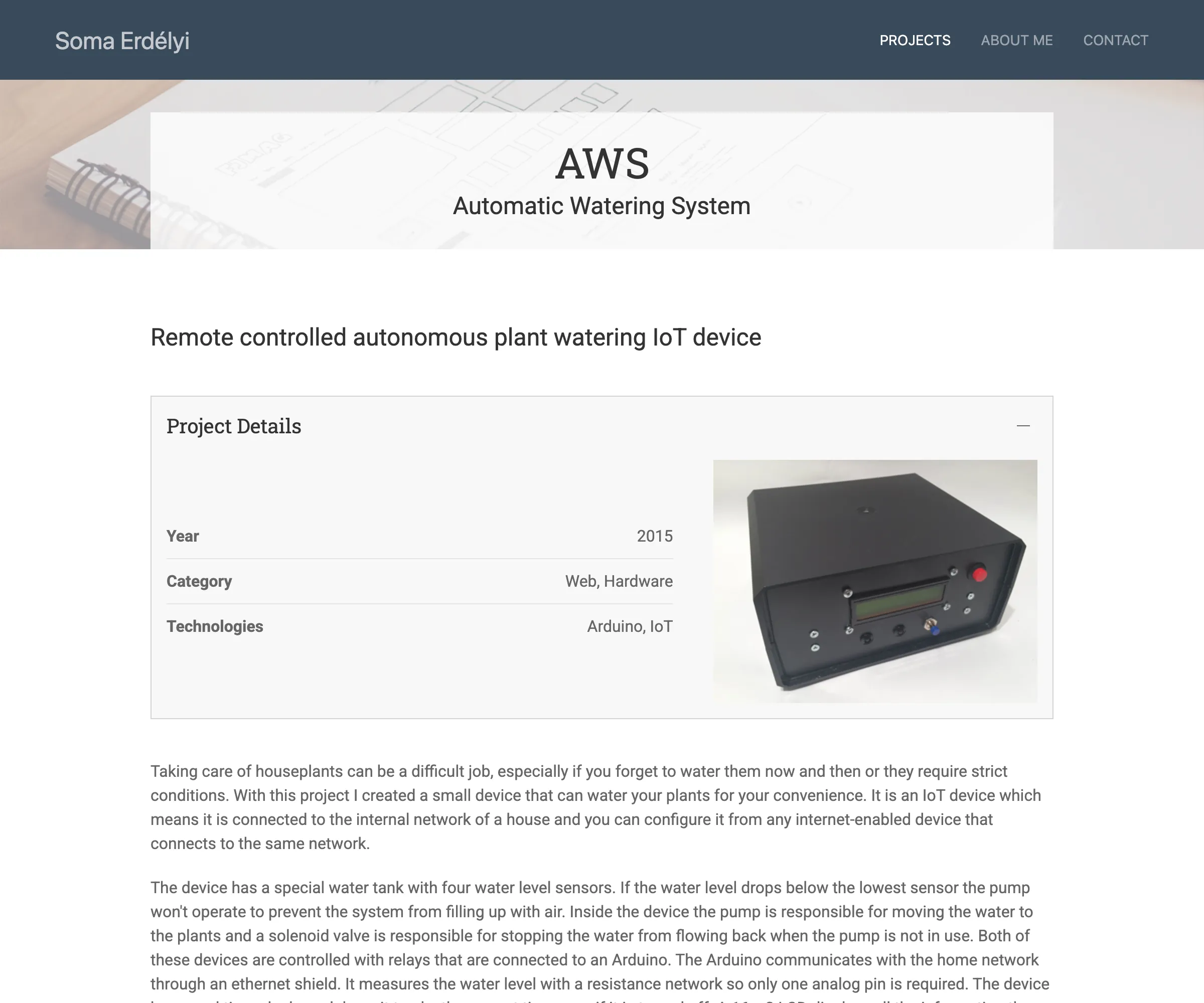 Project details page