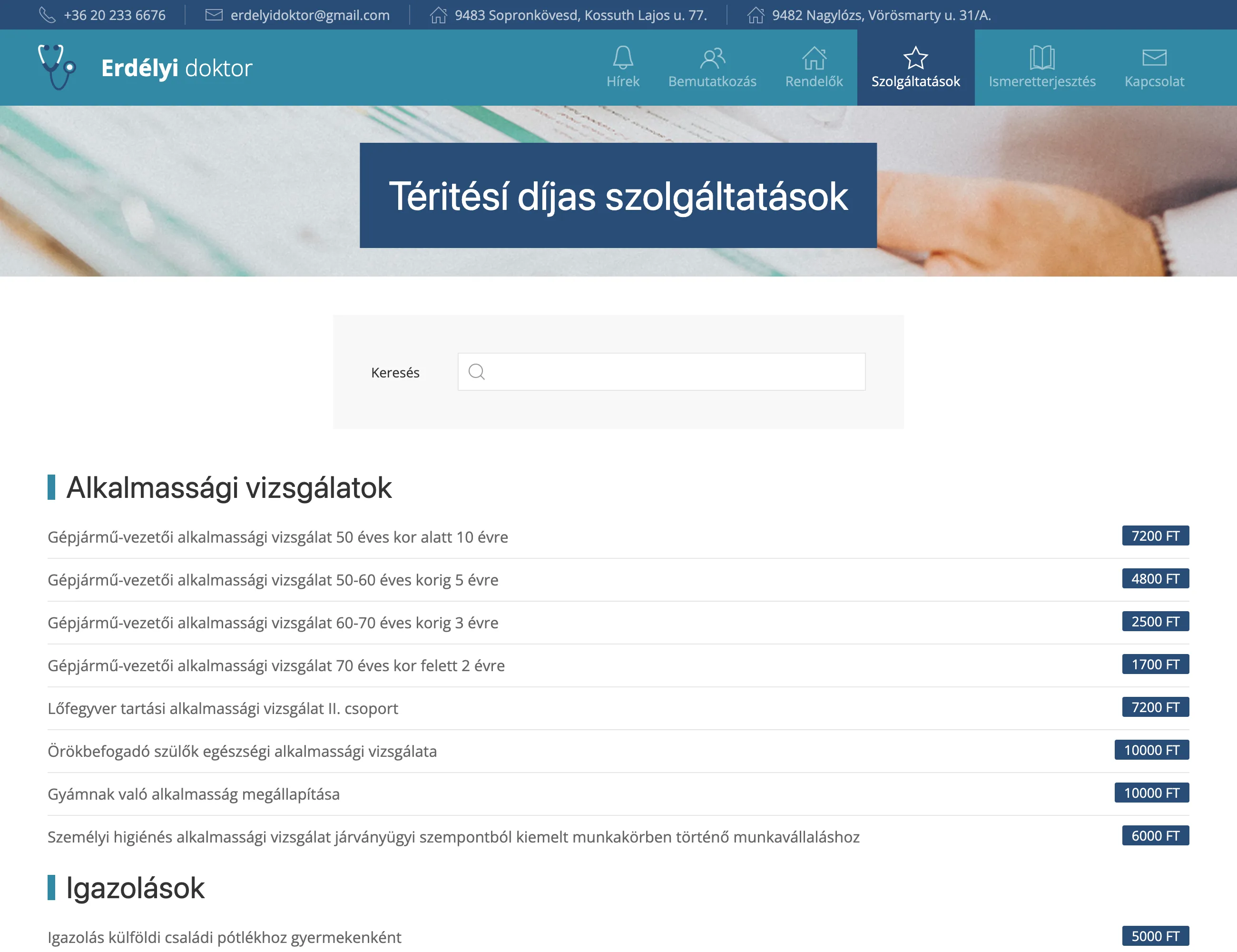 Services page