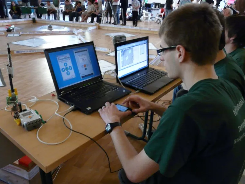 Driving the rover from the Android app during the competition