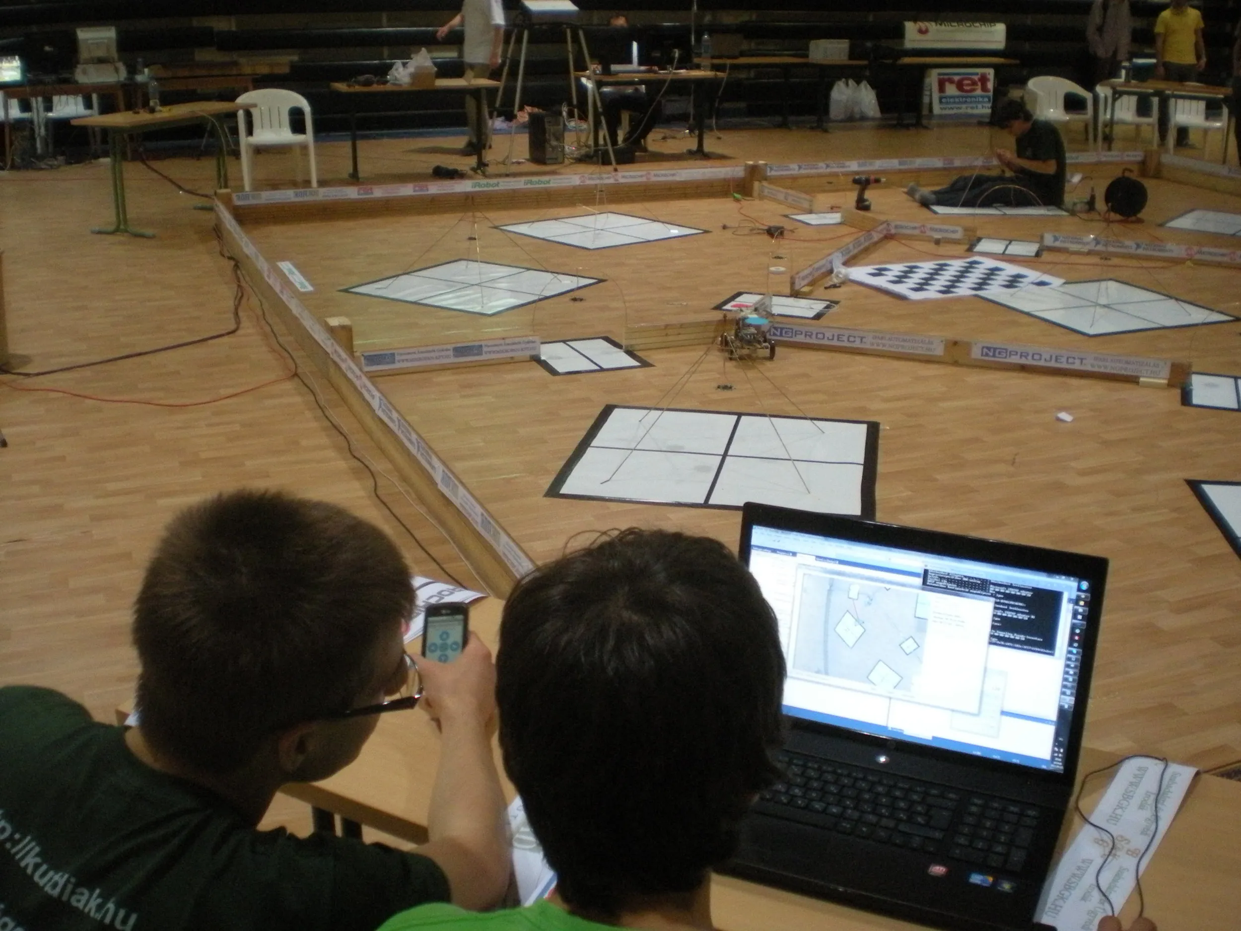 The rover on the floor shortly before the competition run