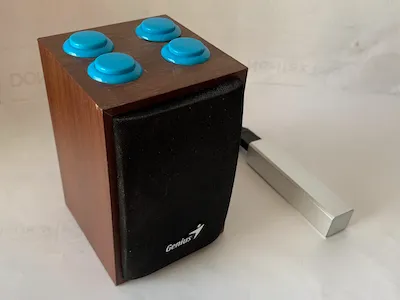 Mini sound player with buttons to create a fun office amusement