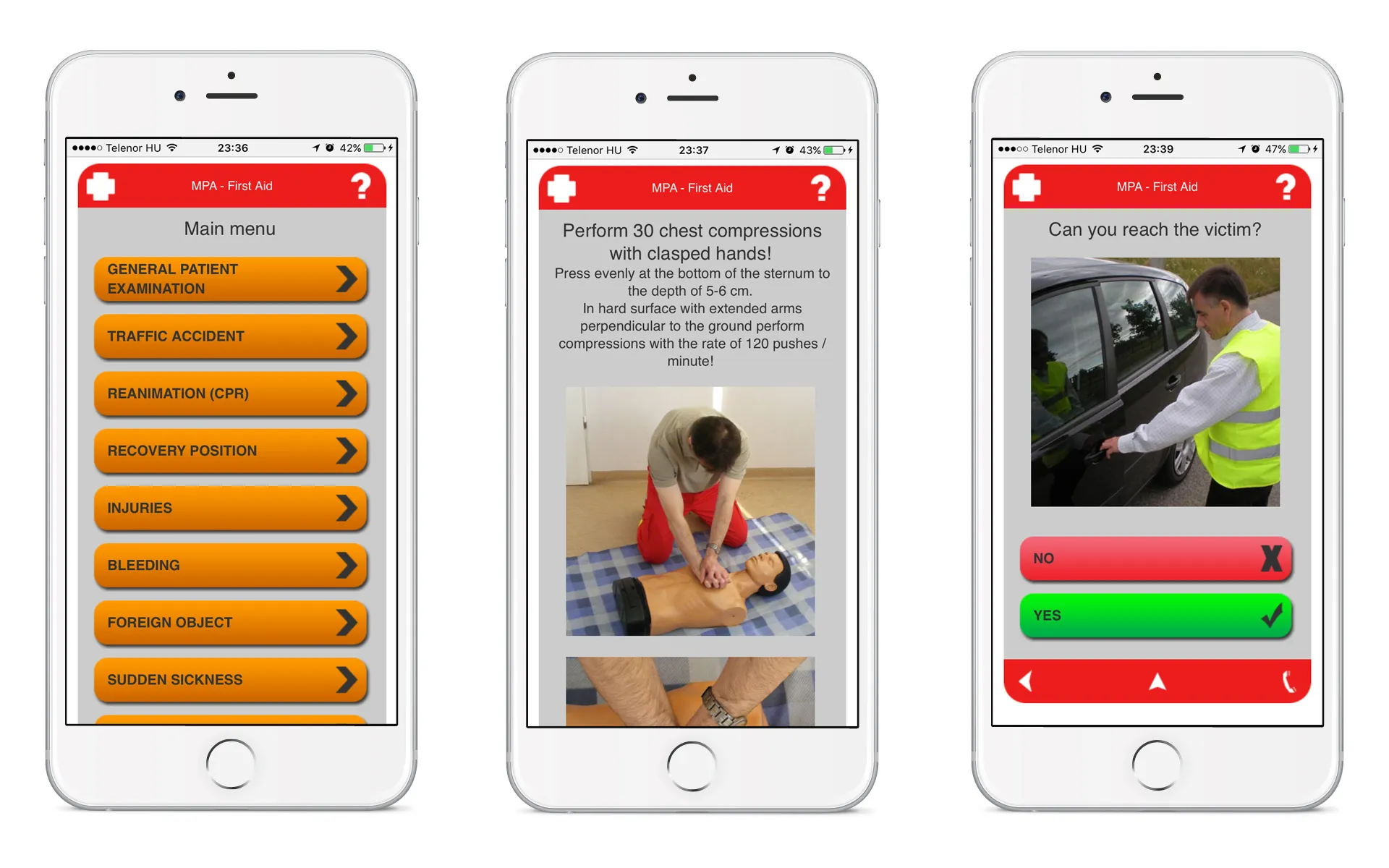 Screenshots from the application