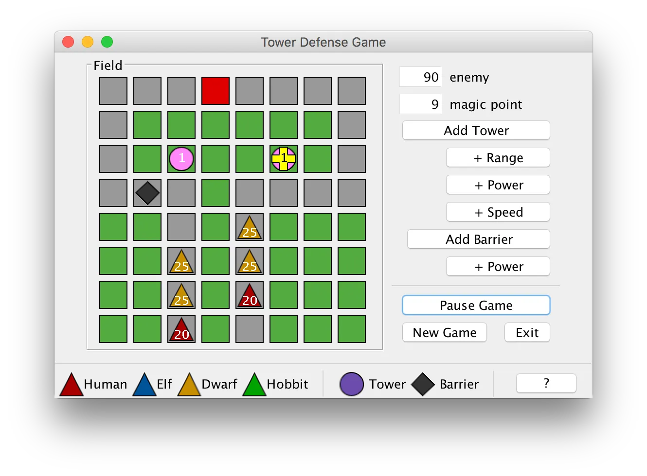 One tower with reduced range and one with enhanced power
