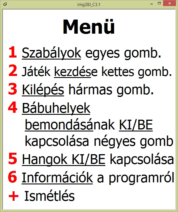 The main menu