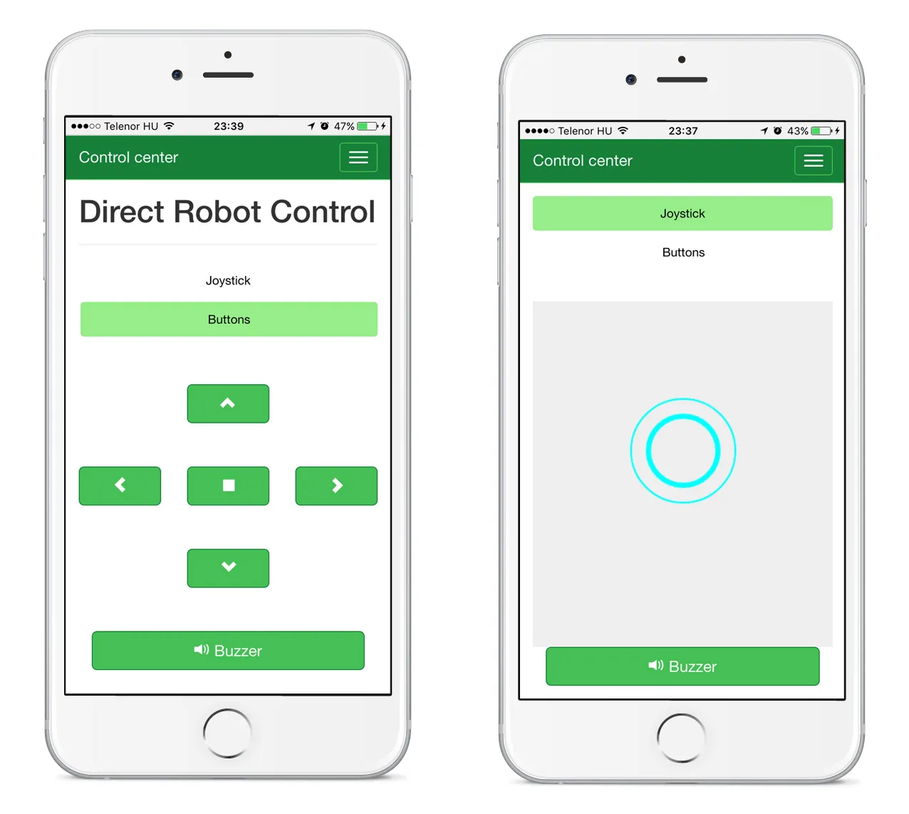 Direct robot control with buttons and a virtual joystick