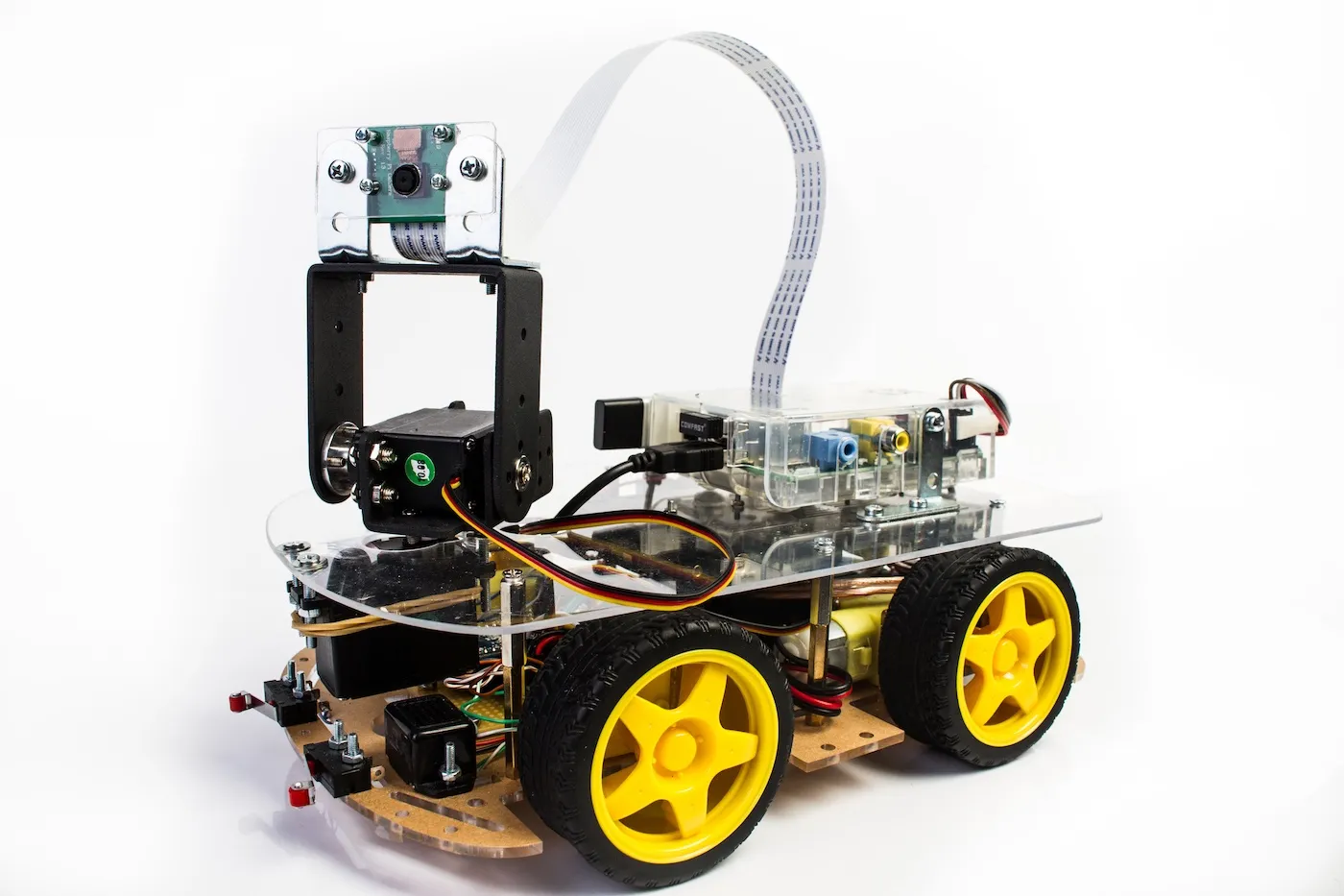 Studio photo of the robot from a close, low angle